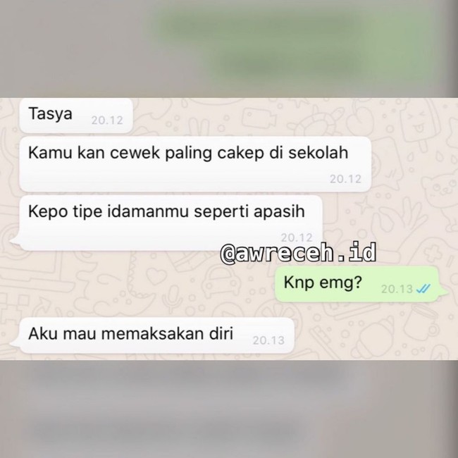 Akibat terlalu cinta dan percaya diri tingkat tinggi. Kalau gini kan jadi... ah, sudahlah. Foto: Instagram/@awreceh.id