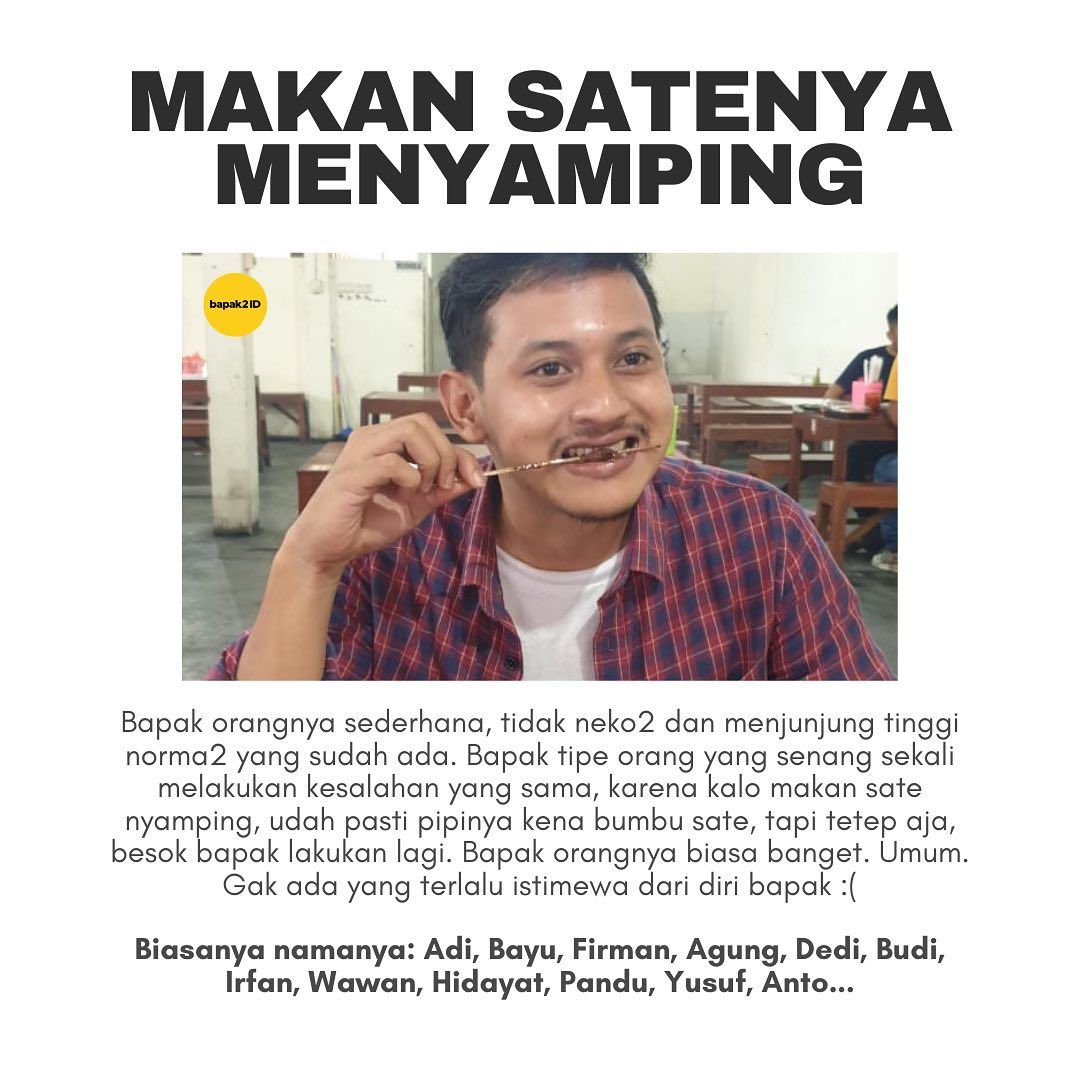 Karakter Bapak-bapak Bisa Dinilai dari Cara Makan Sate