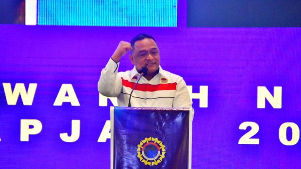 Preiden Jokowi dan Kepala BP2MI Benny Rhamdani dalam Musyawarah Nasional (Munas) APJATI