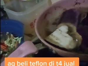 Wajan Meleleh Saat Dipakai Masak dan Pamer Uang Belanja Rp 15 Ribu