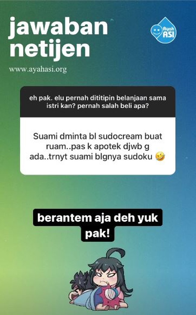 Bisa dibayangin ekspresi pelayan di apotiknya? Pasti bingung tapi pengen ketawa denger yang dicari si Bapak. Foto: Instagram/@id_ayahasi