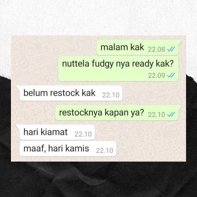 Mohon maaf kak, cuma mau beli Nutella bukan mau dikejar dajjal. Auto ngakak sampai bengek! Foto: Instagram/@newdramaolshop