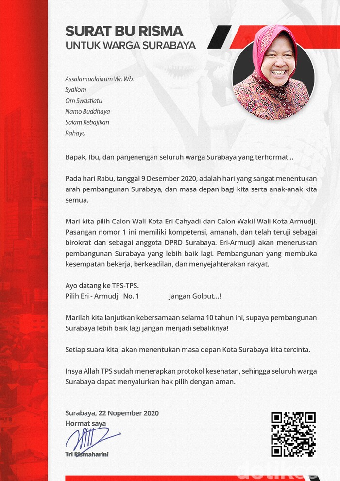 Surat Bu Risma untuk Warga Surabaya