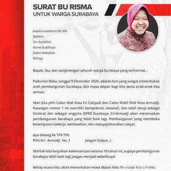 Surat Bu Risma untuk Warga Surabaya