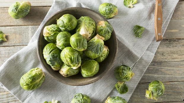 Raw Organic Green Brussel Sprouts Ready to Cook With