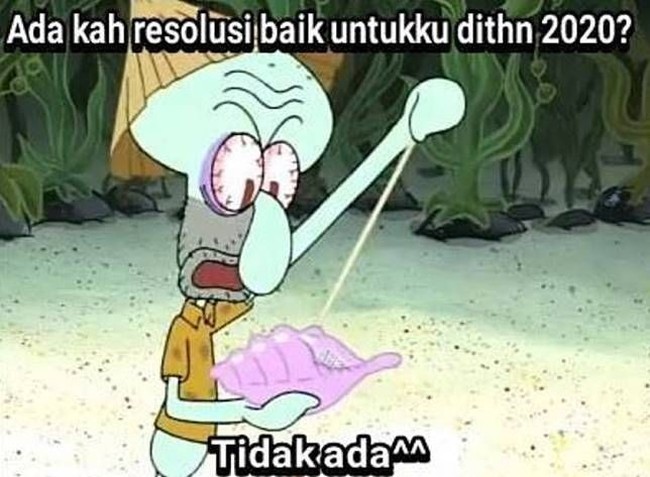 Coba minta bantuan kerang ajaib deh untuk membuat resolusi di tahun 2021.. Foto: instagram.com/memecomic.id