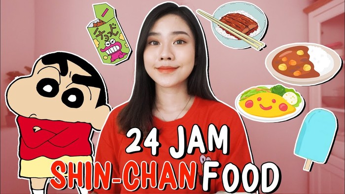 YouTuber Cantik Ini 24 Jam Lahap Makanan yang Ada di Kartun Shin-Chan