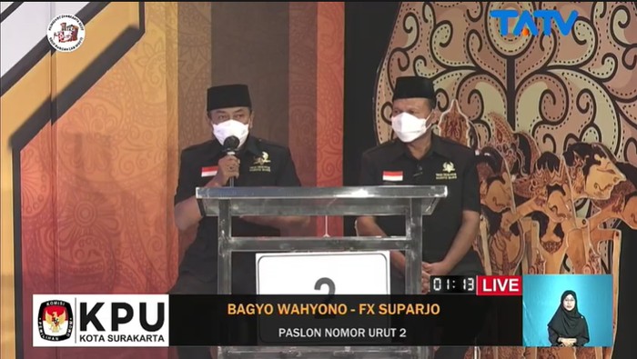 Bagyo Wahyono-FX Suparjo mengikuti debat pamungkas Pilkada Solo, Kamis (3/12/2020)