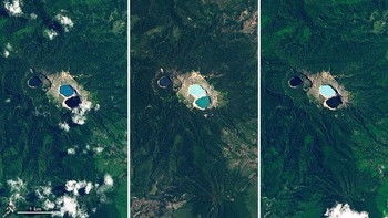 Keindahan danau Kelimutu di Flores secara konstan diamati NASA dari atas. Foto: NASA
