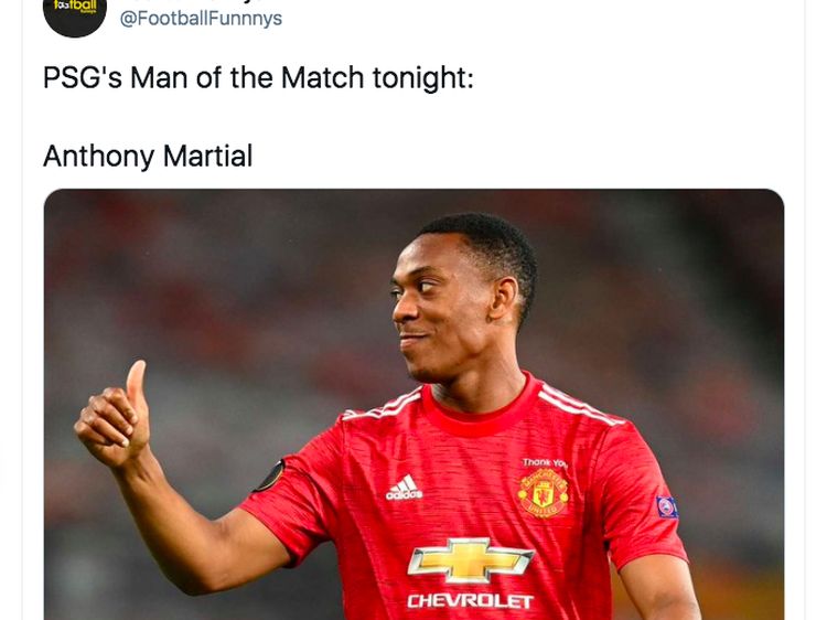 Meme Manchester United Ditekuk PSG, Martial Jadi Bulan-bulanan