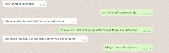 Jangan galak-galak dong ah kalau jadi penjual. Bikin jadi nggak jadi beli kan kalau gini.. Foto: Twitter.com/@txtdarionlineshop