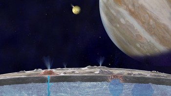 Mungkin seperti inilah lapisan es di Europa. Lautan di Europa mungkin agak asam, banyak karbon dioksida, kalsium dan sulfat dan kaya khlorida. Foto: NASA
