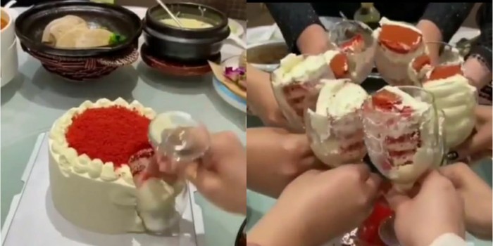 Potong Kue Pakai Gelas