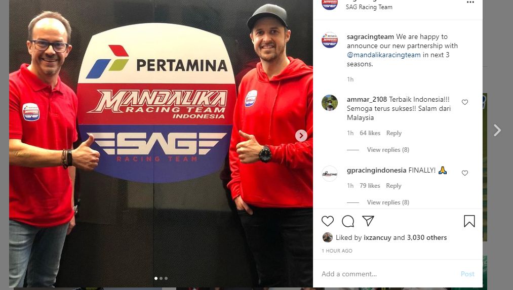 Tim MotoGP Indonesia kerja sama dengan SAG Racing Team
