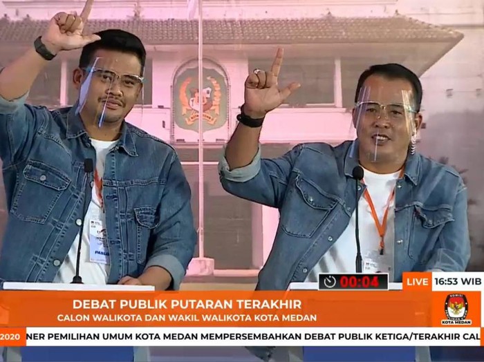 Bobby Nasution-Aulia Rachman di debat Pilkada Medan (dok. Facebook KPU Medan)