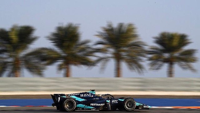 BAHRAIN, BAHRAIN - DECEMBER 06: 2020 F2 Champion Mick Schumacher of Germany and Prema Racing is presented with his trophy during the Formula 2 Championship Prize Giving Ceremony at Bahrain International Circuit on December 06, 2020 in Bahrain, Bahrai