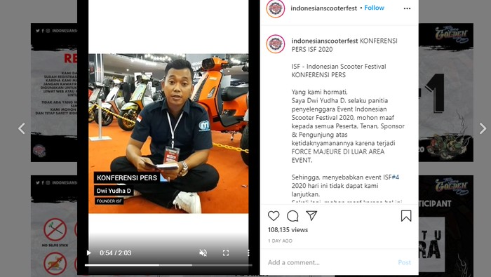 Indonesian Scooter Festival 2020 dibubarkan