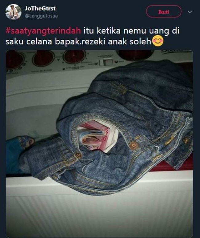 Wah ini mah kalau ketahuan nggak dibalikin bisa kacau urusannya. Bisa-bisa kamu nggak dikasih uang jajan lagi deh.. Foto: Twitter/@LengguJosua