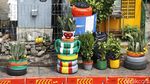 Pedestrian di Kampung Melayu Dihiasi Pot dari Ban Bekas