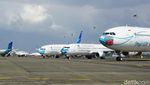 Potret Pesawat Garuda Indonesia  yang Bermasker Baru