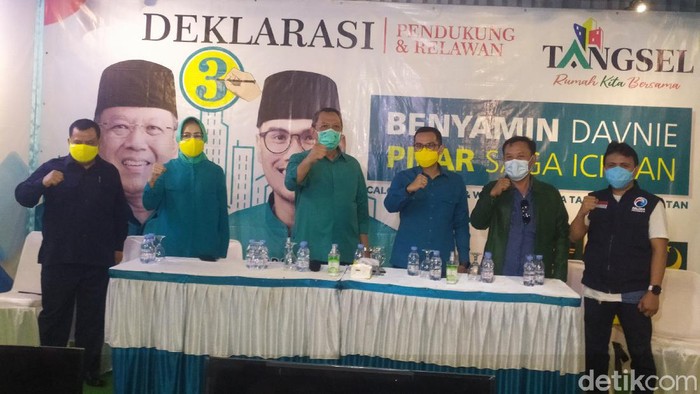 Benyamin-Pilar mendeklarasikan kemenangannya dari hasil QC 3 lembaga survei