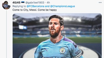 Messi disuruh pindah saja ke Manchester City (Twitter)