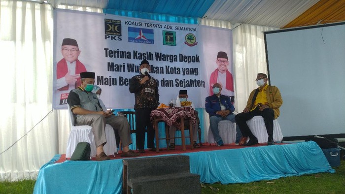 Mohammad Idris di relawan Idris-Imam, di Cilodong, Kota Depok