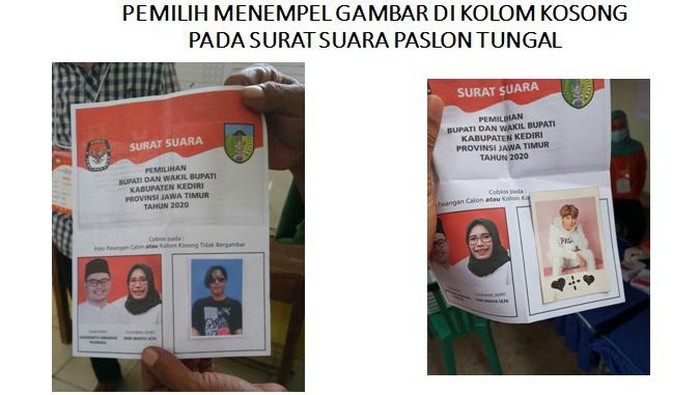 Surat suara paslon tunggal ditempel foto artis K-Pop