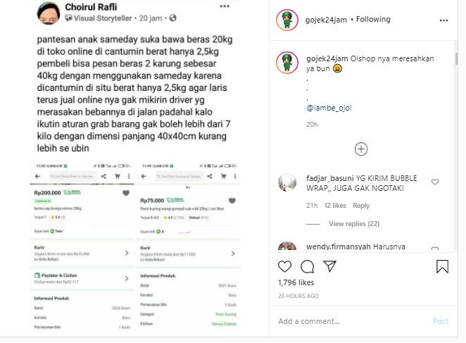 Ojol Antar Beras 20 Kg
