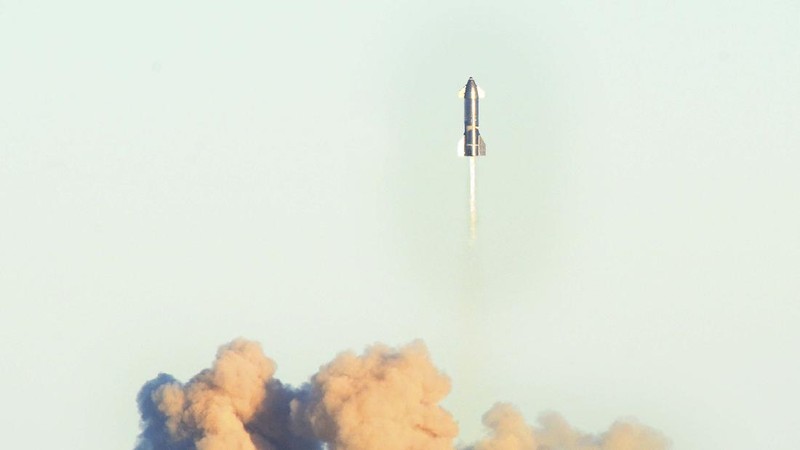 In this screen grab from video posted by SpaceX, the company's Starship becomes engulfed in flames and ruptures upon touching down after a test flight, Wednesday, Dec. 9, 2020, in a remote area of Texas. (SpaceX via AP)