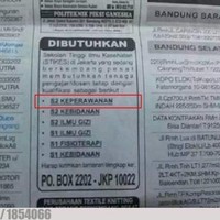 Mau tanya, emang ada jurusan keperawanan ya? Pasti yang nulis typo nih. Harusnya keperawatan kali bund.. Foto: 1cak.com