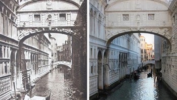 Venice, Italia, 1925 vs 2018. Foto: Brightside
