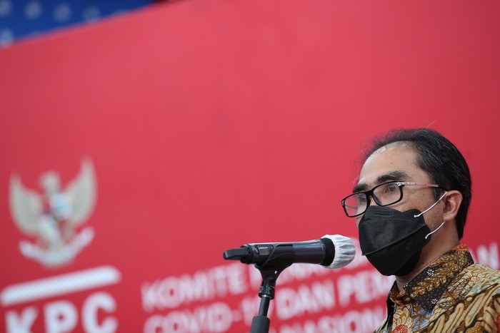 Honesti Basyir, Direktur Utama Bio Farma menjadi pembicara dalam konferensi pers mengenai perencanaan distribusi dan quality control vaksin COVID-19 di Jakarta, Selasa, 8 Desember 2020. FOTO: Dok KPCPEN