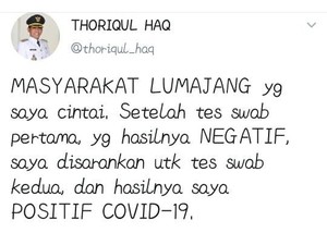 Sekilas Jatim: Bupati Lumajang COVID-19-Habib Rizieq Tersangka Cederai Keadilan