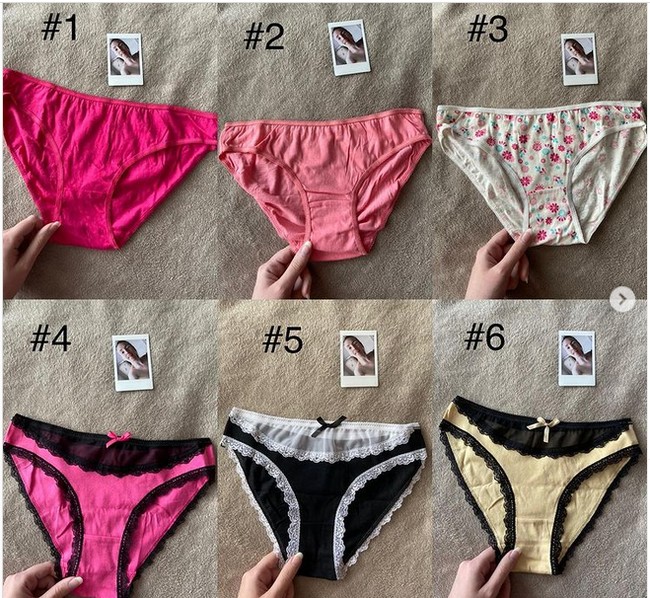 Wanita 30 tahun itu bisa mengantongi uang sekitar 600 poundsterling atau Rp 11 juta dari berjualan underwear dan stoking bekas pakainya. Dia berjualan underwear dari mulai 15 poundsterling (Rp 280 ribu) sampai 45 poundsterling (Rp 800 ribuan). Foto: dok. Instagram