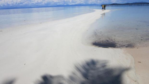 Pasir Timbul di Pantai Saleo Raja Ampat