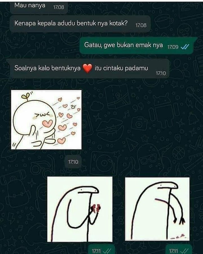 Cukup balas pakai sticker saja udah bisa bikin patah hati tingkat dewa. Yang sabar ya mblo.. Foto: Instagram/@awreceh.id