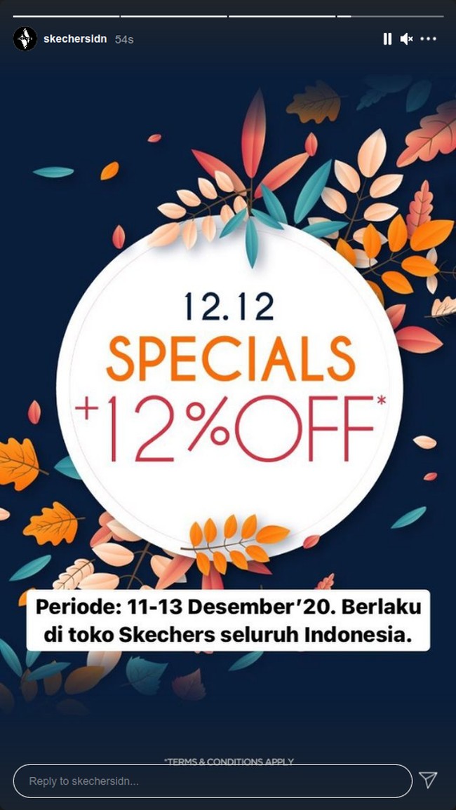 SKECHERSBanyak brand sepatu yang diskon di 12.12. Kamu yang sedang butuh sepatu untuk keseharian dapat melirik Skechers yang sedang memberikan diskon spesial dengan tambahan potongan harga 12%. Foto: Internet