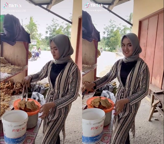 Murah Senyum, Penjual Gorengan Cantik Ini Bikin Pangling Netizen
