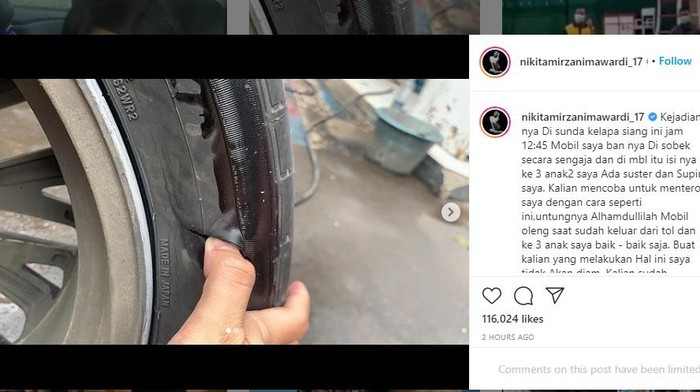 Ban mobil Nikita Mirzani yang dirobek