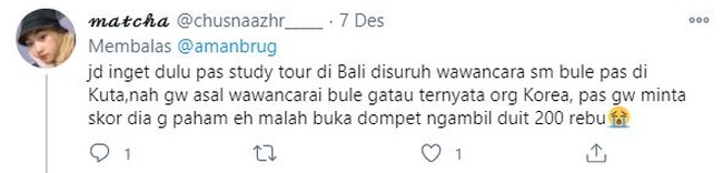 Wah ini sih enak ya jadi dapat rezeki nomplok dari si bule. Terus uangnya dibalikin lagi atau diambil tuh? Foto: Twitter.com/@chusnaazhr_