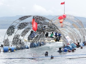 Instalasi Terinsipirasi Pandemi Ini Jadi Terumbu Karang di Bangsring Underwater