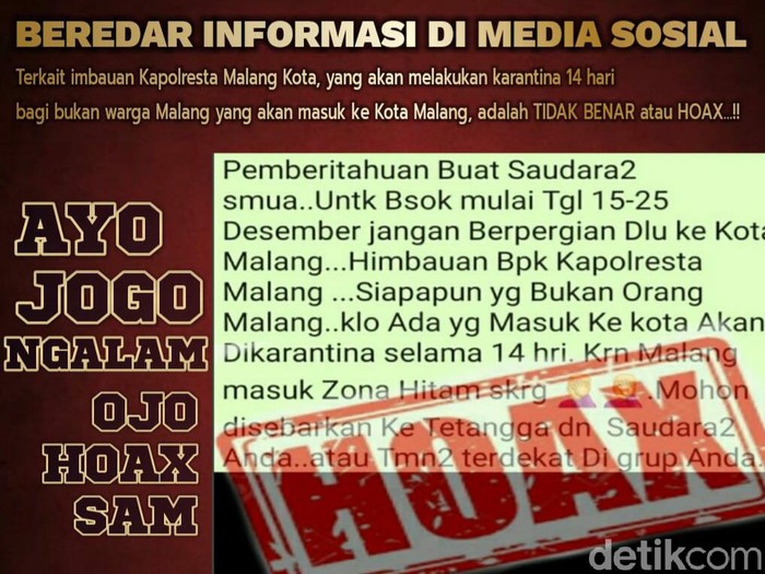 Beredar Pesan Larangan ke Kota Malang, Polisi: Hoaks
