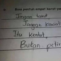 Walaupun nyeleneh tapi yaa boleh juga lah ya. Kira-kira dikasih nilai berapa nih ya sama gurunya? Foto: Facebook/Rozza Aziz