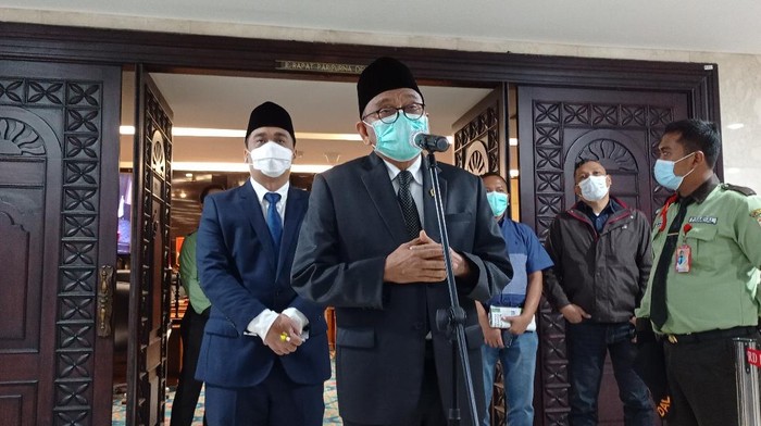 M Taufik usai Rapat Pripurna DPRD DKI Jakarta.
