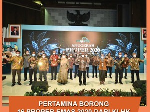 Pertamina Borong 16 Penghargaan Proper Emas 2020