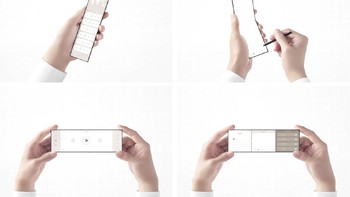 Desain konseptual ini dibuat untuk Oppo dengan menggandeng studio desain Jepang terkemuka, Nendo, yang didirikan oleh Oki Sato. Sekilas mirip ponsel flip pada umumnya. Foto: Oppo