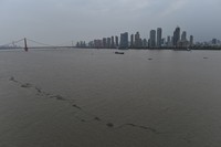 View Sungai Yangtze di Wuhan  (Photo by Hector RETAMAL / AFP)