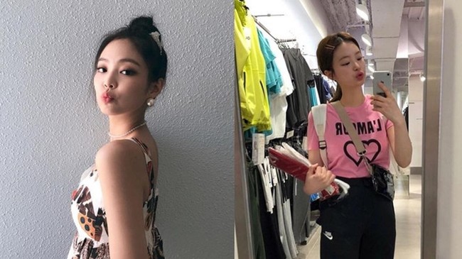 Punya wajah bak pinang dibelah dua dengan Jennie Blackpink, model bernama Kang Lee-seul itu mendadak viral. Jika dilihat penampilan keduanya memang sangat mirip. Foto: Instagram/@jennierubyjane; @2_modi
