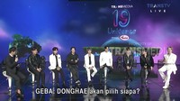 Super Junior sempat bermain games dalam acara HUT Transmedia 19 Universe. Dok. Trans 7